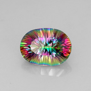 13.12캐럿 천연 탑 레인보우 미스틱 쿼츠, 타원형 컷, 18.2×13.3 mm, VVS