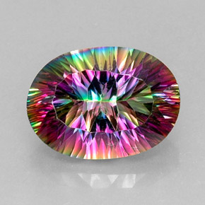13.61캐럿 천연 탑 레인보우 미스틱 쿼츠, 타원형 컷, 18.3×13.4 mm, VVS