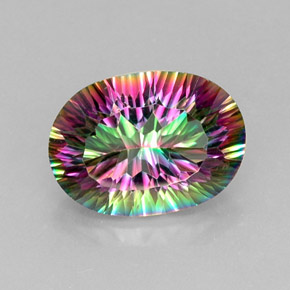 12.67캐럿 천연 탑 레인보우 미스틱 쿼츠, 타원형 컷, 18.3×13.3 mm, VVS
