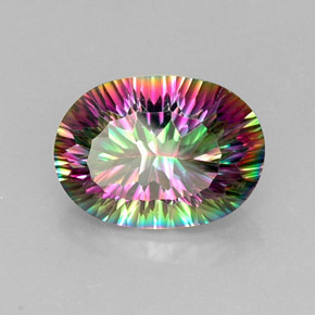 12.67캐럿 천연 탑 레인보우 미스틱 쿼츠, 타원형 컷, 18.3×13.3 mm, VVS