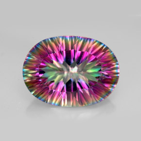 11.87캐럿 천연 탑 레인보우 미스틱 쿼츠, 타원형 컷, 18.2×13.4 mm, VVS