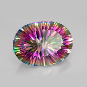 11.87캐럿 천연 탑 레인보우 미스틱 쿼츠, 타원형 컷, 18.2×13.4 mm, VVS