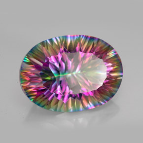 12.09캐럿 천연 탑 레인보우 미스틱 쿼츠, 타원형 컷, 18.2×13.3 mm, VVS