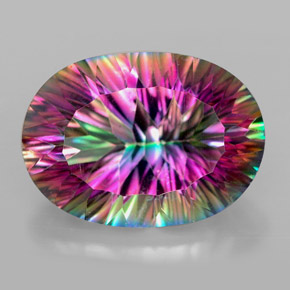 13.29캐럿 천연 탑 레인보우 미스틱 쿼츠, 타원형 컷, 18.3×13.1 mm, VVS