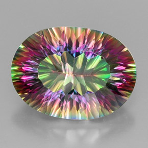 12.71캐럿 천연 탑 레인보우 미스틱 쿼츠, 타원형 컷, 18.1×13.3 mm, VVS