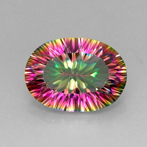 11.32캐럿 천연 탑 레인보우 미스틱 쿼츠, 타원형 컷, 18.3×13.2 mm, VVS