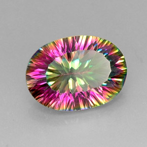 11.32캐럿 천연 탑 레인보우 미스틱 쿼츠, 타원형 컷, 18.3×13.2 mm, VVS