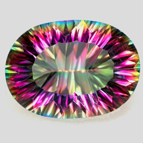 12.22캐럿 천연 탑 레인보우 미스틱 쿼츠, 타원형 컷, 18.3×13.3 mm, VVS