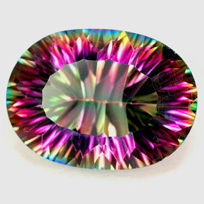 12.22캐럿 천연 탑 레인보우 미스틱 쿼츠, 타원형 컷, 18.3×13.3 mm, VVS