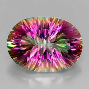 12.17캐럿 천연 탑 레인보우 미스틱 쿼츠, 타원형 컷, 18.1×13.2 mm, VVS