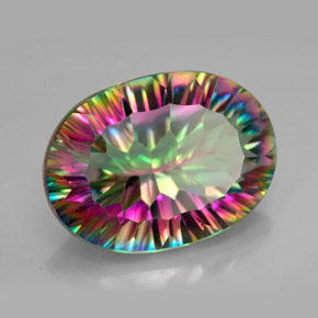11.34캐럿 천연 탑 레인보우 미스틱 쿼츠, 타원형 컷, 18.2×13.2 mm, VVS