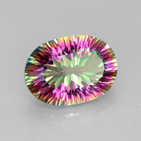 11.45캐럿 천연 탑 레인보우 미스틱 쿼츠, 타원형 컷, 18×13.2 mm, VVS