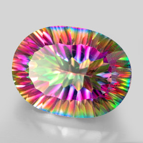 13.00캐럿 천연 탑 레인보우 미스틱 쿼츠, 타원형 컷, 18.2×13.4 mm, VVS