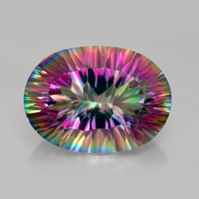 12.73캐럿 천연 탑 레인보우 미스틱 쿼츠, 타원형 컷, 18.3×13.3 mm, VVS