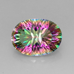 12.60캐럿 천연 탑 레인보우 미스틱 쿼츠, 타원형 컷, 18.3×13.4 mm, VVS