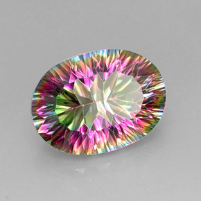 12.60캐럿 천연 탑 레인보우 미스틱 쿼츠, 타원형 컷, 18.3×13.4 mm, VVS