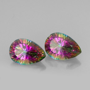 캐럿 천연 탑 레인보우 미스틱 쿼츠 보석, 배 모양, 13.6×9.7 mm, VVS