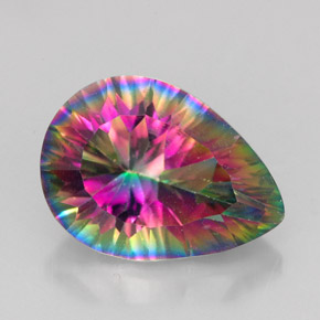 5.18캐럿 천연 탑 레인보우 미스틱 쿼츠, 배 모양, 14.2×10.3 mm, VVS-VS
