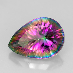 5.18캐럿 천연 탑 레인보우 미스틱 쿼츠, 배 모양, 14.2×10.3 mm, VVS-VS