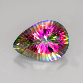 4.86캐럿 천연 탑 레인보우 미스틱 쿼츠, 배 모양, 14×10.2 mm, VVS-VS