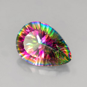 4.86캐럿 천연 탑 레인보우 미스틱 쿼츠, 배 모양, 14×10.2 mm, VVS-VS