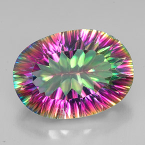 11.57캐럿 천연 탑 레인보우 미스틱 쿼츠, 타원형 컷, 18×13.1 mm, VVS-VS