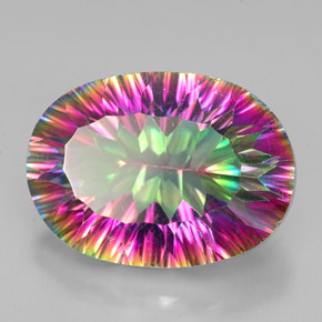 11.57캐럿 천연 탑 레인보우 미스틱 쿼츠, 타원형 컷, 18×13.1 mm, VVS-VS