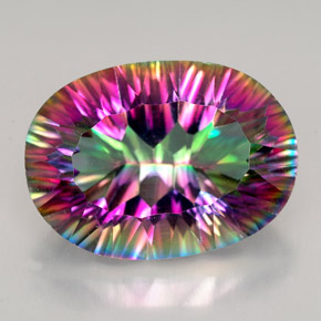 12.28캐럿 천연 탑 레인보우 미스틱 쿼츠, 타원형 컷, 17.9×12.9 mm, VVS-VS