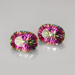 캐럿 천연 탑 레인보우 신비한 석영 보석, 타원형 컷, VVS-VS