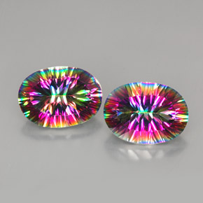 캐럿 천연 탑 레인보우 신비한 석영 보석, 타원형 컷, VVS-VS