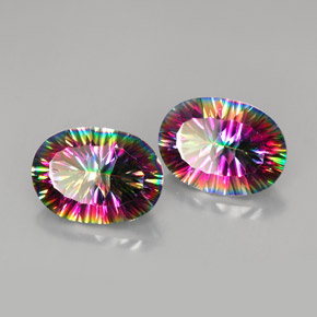 캐럿 천연 탑 레인보우 신비한 석영 보석, 타원형 컷, VVS-VS