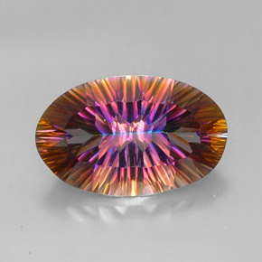 14.22캐럿 천연 탑 레인보우 미스틱 쿼츠, 타원형 컷, 21.8×13.8 mm, VVS