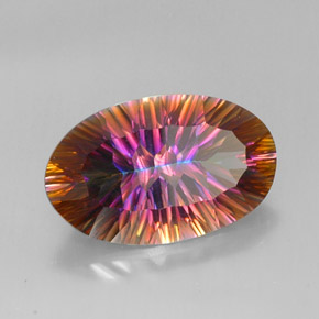 14.22캐럿 천연 탑 레인보우 미스틱 쿼츠, 타원형 컷, 21.8×13.8 mm, VVS