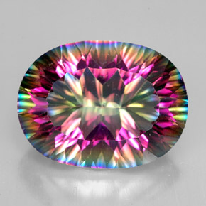9.29캐럿 천연 탑 레인보우 미스틱 쿼츠, 타원형 컷, 16.1×12.1 mm, VVS-VS