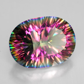 9.29캐럿 천연 탑 레인보우 미스틱 쿼츠, 타원형 컷, 16.1×12.1 mm, VVS-VS