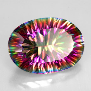 10.60캐럿 천연 탑 레인보우 미스틱 쿼츠, 타원형 컷, 18×13 mm, VVS-VS