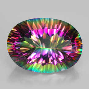 12.45캐럿 천연 탑 레인보우 미스틱 쿼츠, 타원형 컷, 18.1×13.1 mm, VVS-VS