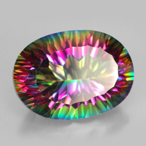 12.45캐럿 천연 탑 레인보우 미스틱 쿼츠, 타원형 컷, 18.1×13.1 mm, VVS-VS