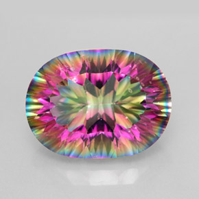 9.34캐럿 천연 탑 레인보우 미스틱 쿼츠, 타원형 컷, 16.1×12 mm, VVS-VS