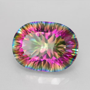 9.34캐럿 천연 탑 레인보우 미스틱 쿼츠, 타원형 컷, 16.1×12 mm, VVS-VS