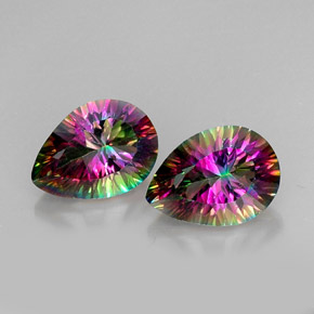 캐럿 천연 탑 레인보우 미스틱 쿼츠 보석, 배 모양, 14.2×10.2 mm, VVS