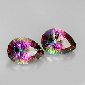 캐럿 천연 탑 레인보우 미스틱 쿼츠 보석, 배 모양, 14.2×10.2 mm, VVS