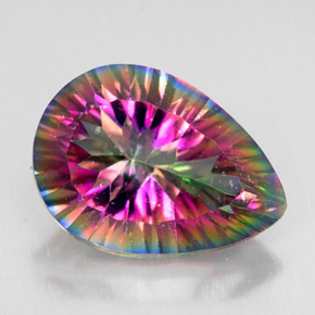 4.89캐럿 천연 탑 레인보우 미스틱 쿼츠, 배 모양, 13.9×10.1 mm, VVS-VS