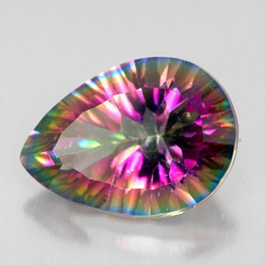 4.89캐럿 천연 탑 레인보우 미스틱 쿼츠, 배 모양, 13.9×10.1 mm, VVS-VS