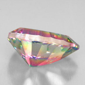 4.89캐럿 천연 탑 레인보우 미스틱 쿼츠, 배 모양, 13.9×10.1 mm, VVS-VS