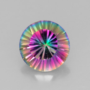 2.39캐럿 천연 탑 레인보우 미스틱 쿼츠, 라운드 컷, 9.04 mm, VVS-VS