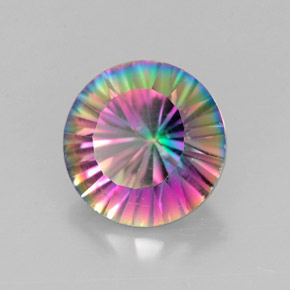 2.39캐럿 천연 탑 레인보우 미스틱 쿼츠, 라운드 컷, 9.04 mm, VVS-VS