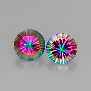 캐럿 천연 탑 레인보우 미스틱 쿼츠 보석, 라운드 컷, 9.11 mm, VVS-VS