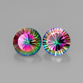 캐럿 천연 탑 레인보우 미스틱 쿼츠 보석, 라운드 컷, 9.11 mm, VVS-VS