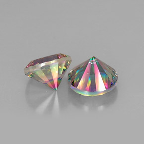 캐럿 천연 탑 레인보우 미스틱 쿼츠 보석, 라운드 컷, 9.11 mm, VVS-VS